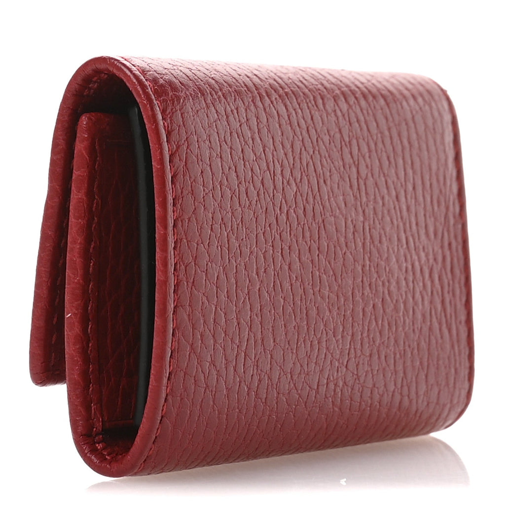 Pebbled Calfskin GG Marmont 6 Key Holder Hibiscus Red