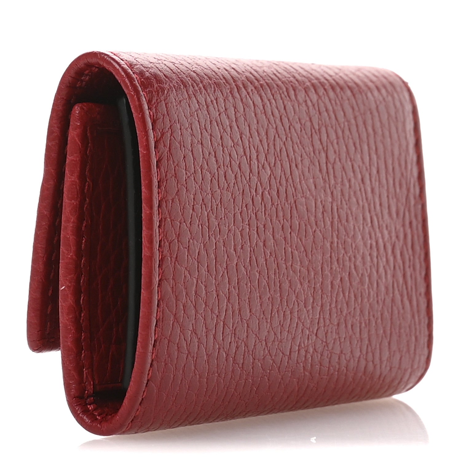 Pebbled Calfskin GG Marmont 6 Key Holder Hibiscus Red