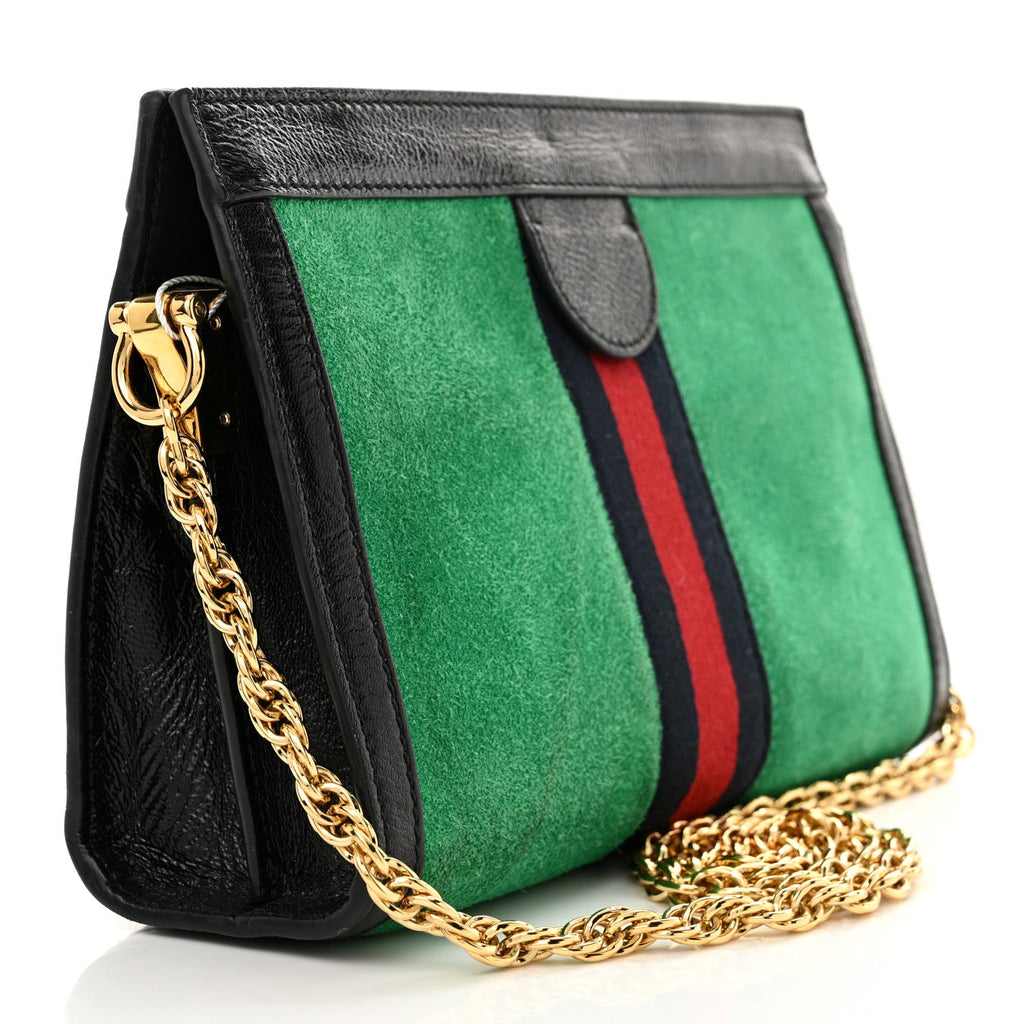 Suede Patent Web Small Ophidia Chain Shoulder Bag New Shamarock Black