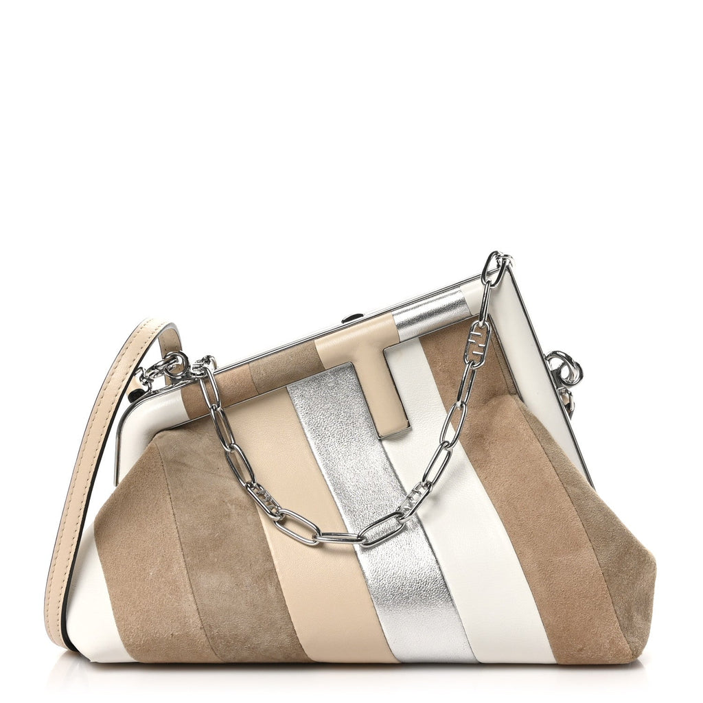 Nappa Suede Striped Inlay Small Fendi First Multicolor