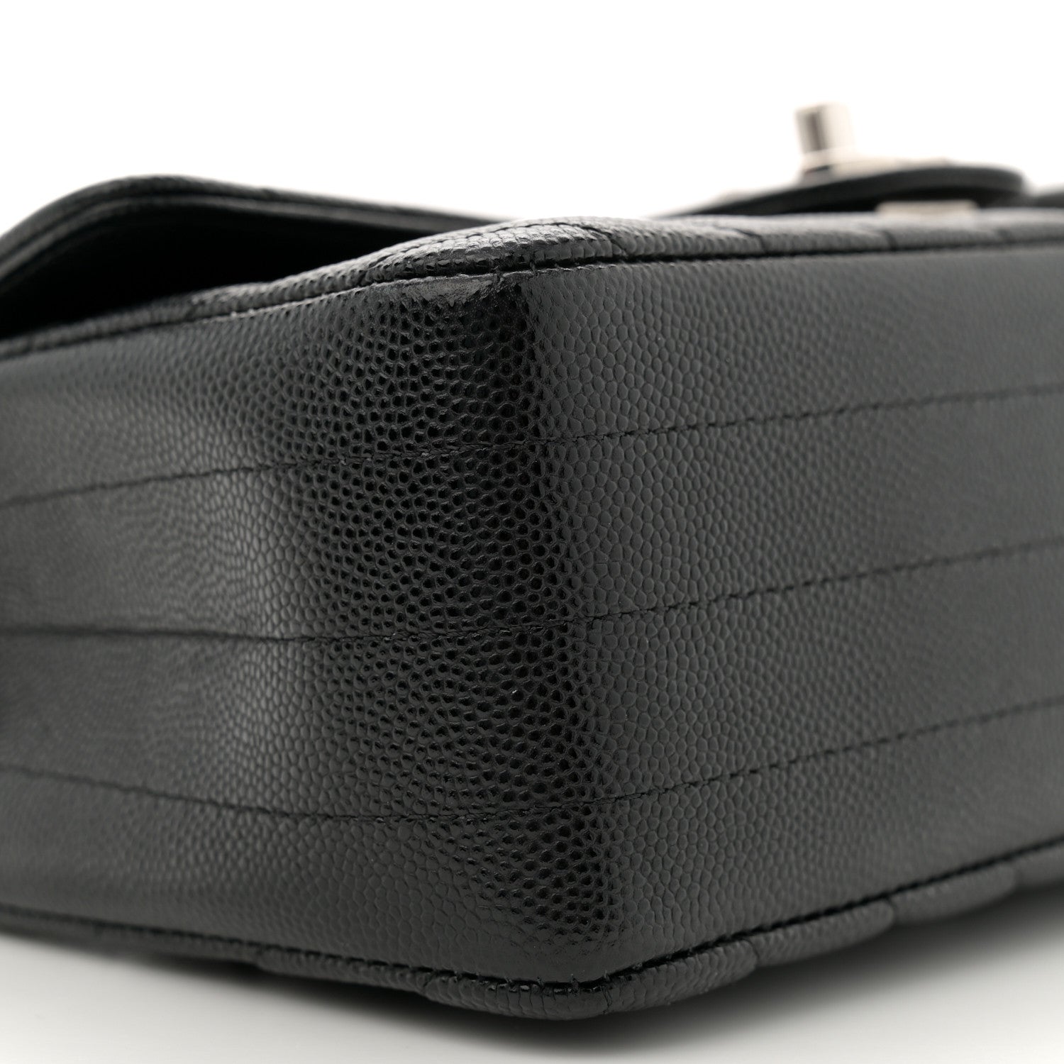Caviar Chevron Quilted Mini Rectangular Flap Black