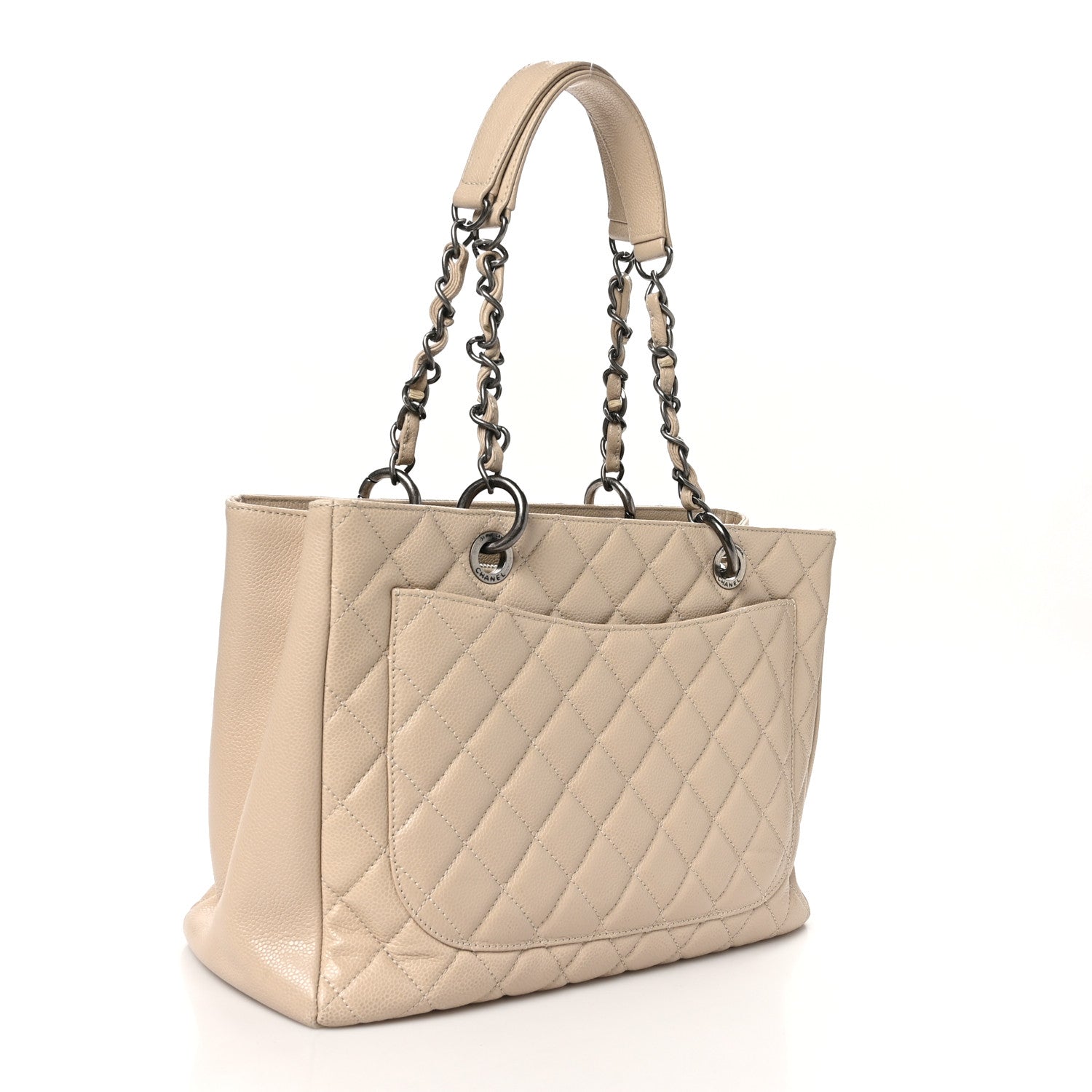 Caviar Quilted Grand Shopping Tote GST Beige Clair