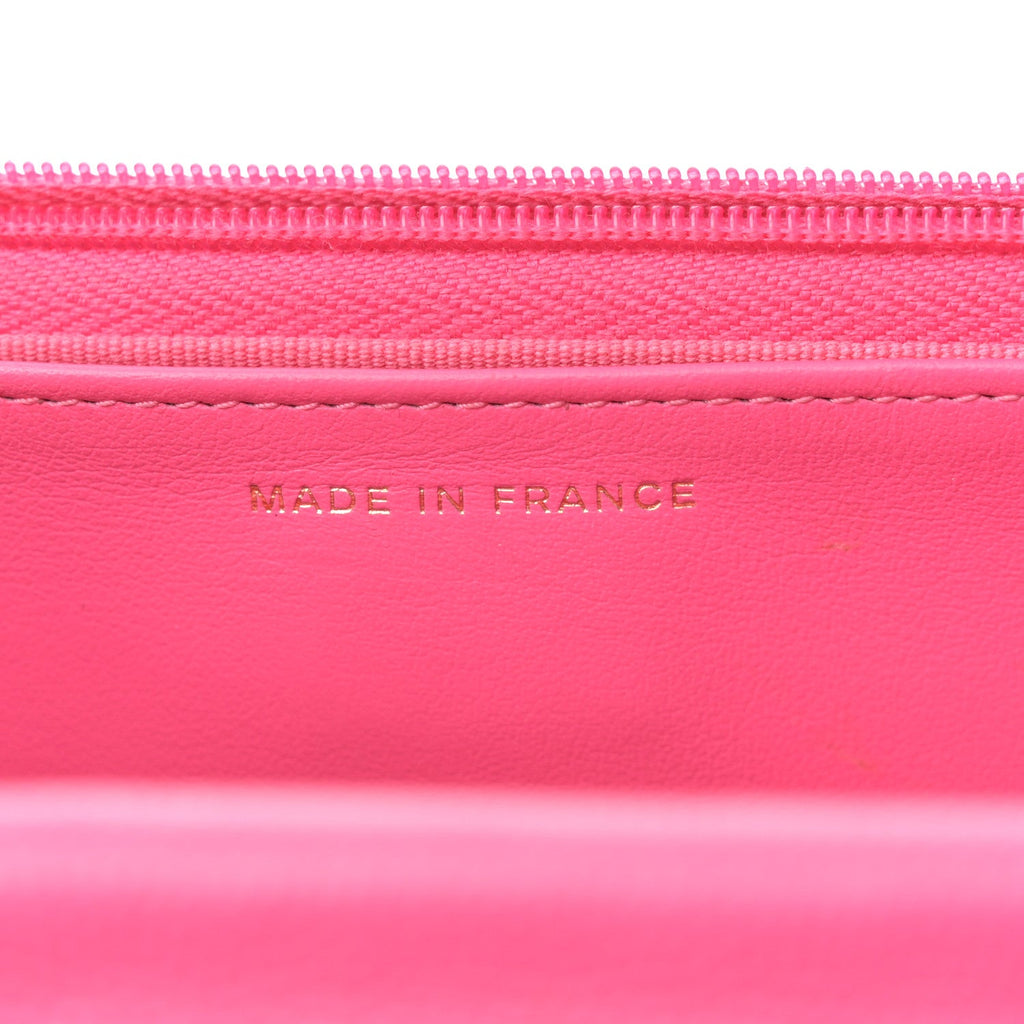Caviar Quilted Wallet on Chain WOC Rose