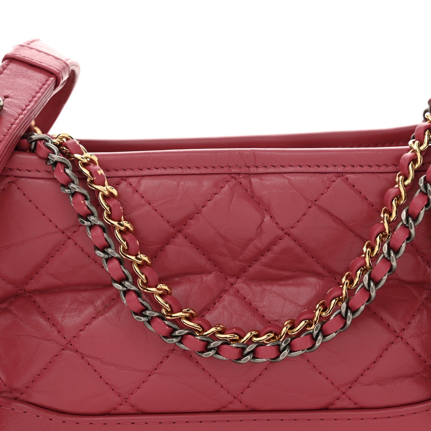 Aged Calfskin Quilted Small Gabrielle Hobo Fuchsia