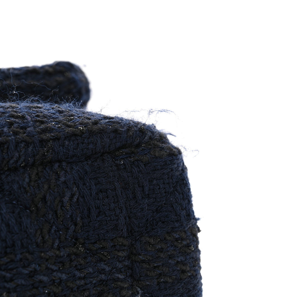 Tweed Quilted Large Chanel 19 Flap Navy Blue