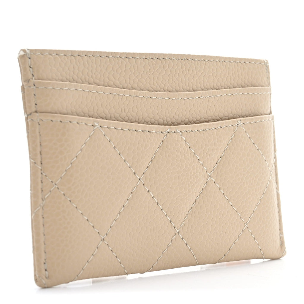 Caviar Quilted  Holder Beige