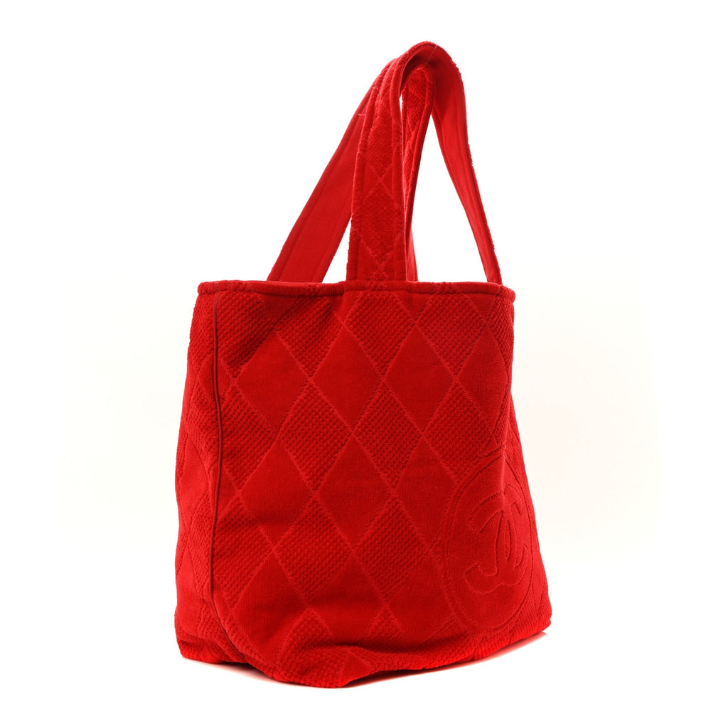 Terry Cotton CC Beach Tote Towel Set Red