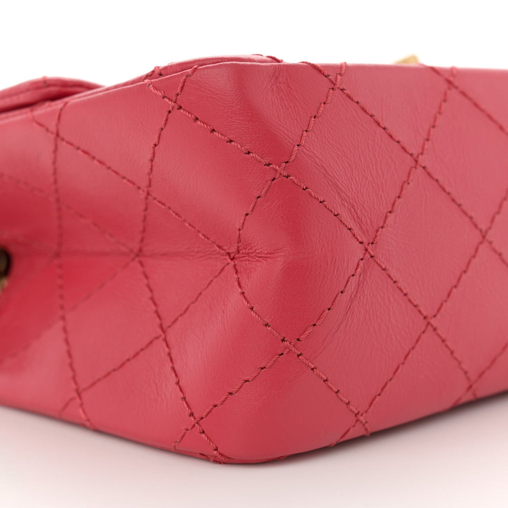 Aged Calfskin Quilted 2.55 Reissue Mini Flap Red