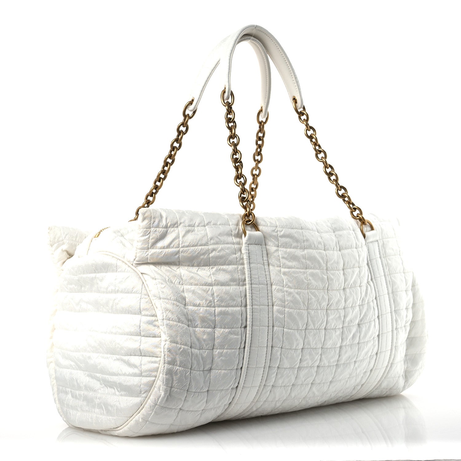 Nylon Gloria Quilted Travel Bag Milky White