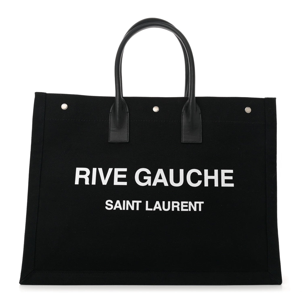 Linen Calfskin Rive Gauche Tote Tote Black
