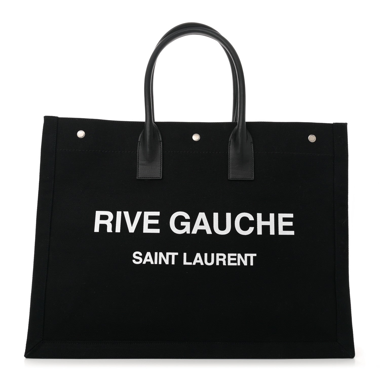 Linen Calfskin Rive Gauche Tote Tote Black
