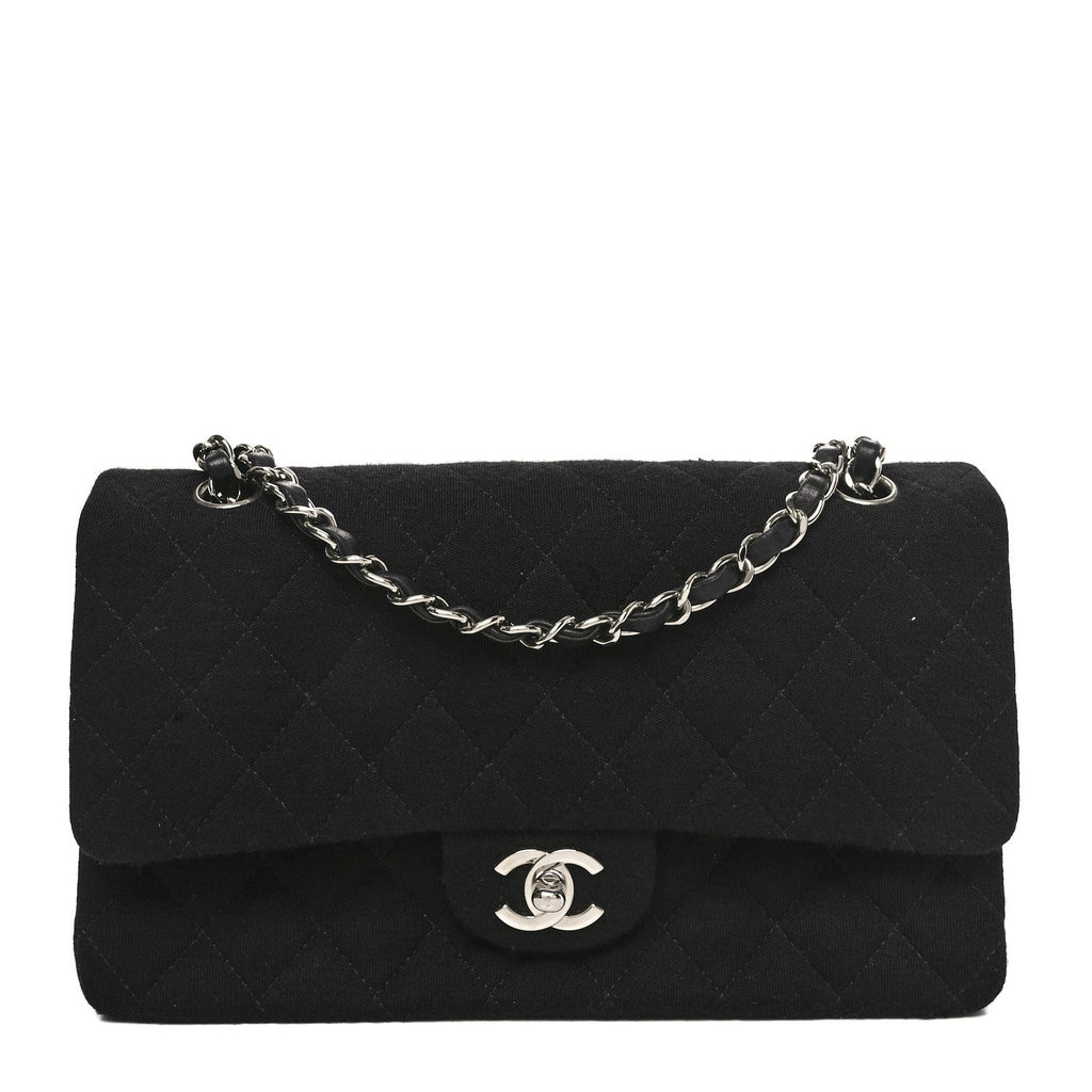 Jersey Quilted Medium Double Flap Black