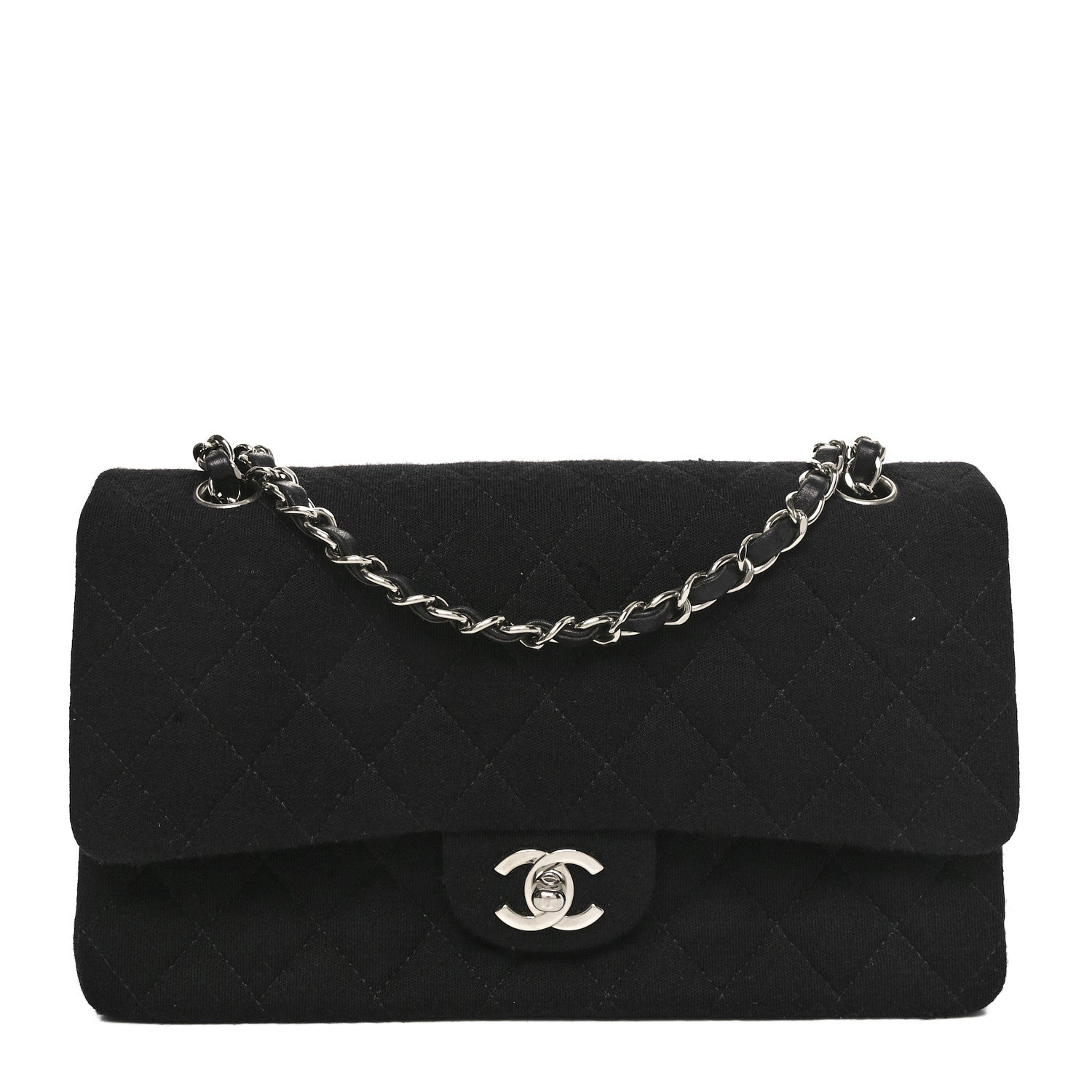 Jersey Quilted Medium Double Flap Black