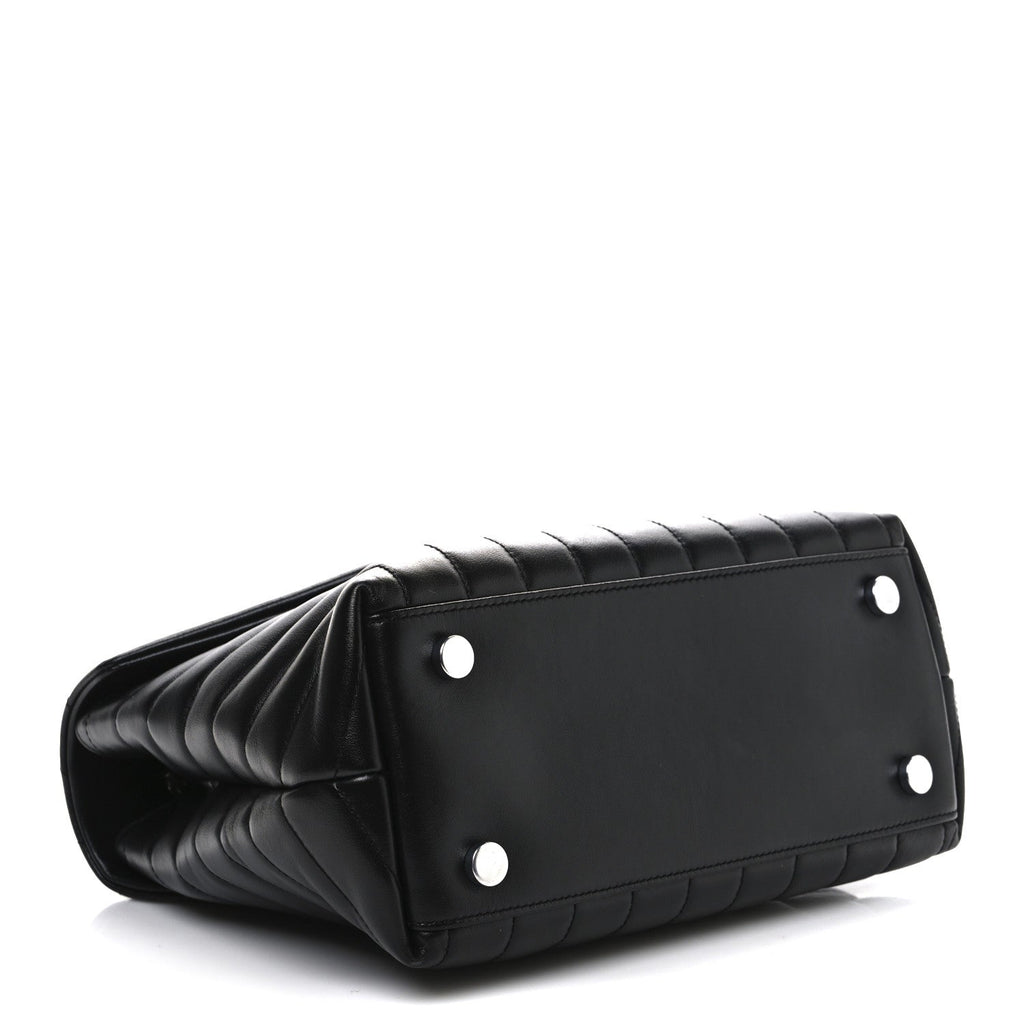 Calfskin Y Quilted Monogram Medium Loulou Satchel Black