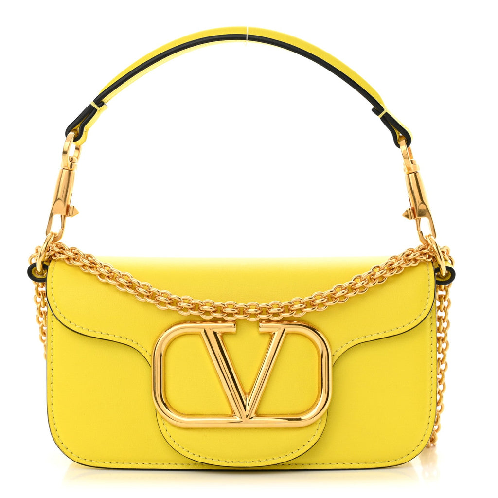 Calfskin Vlogo Small Loco Shoulder Bag Shocking Yellow