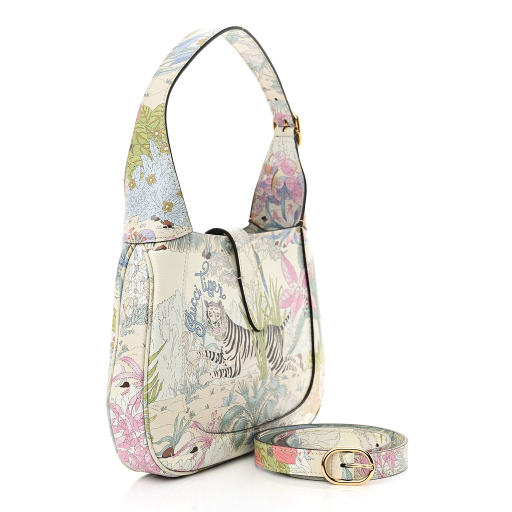 New Shangai Calfskin Tiger Savanah Small Jackie 1961 Hobo Chalky White Multicolor