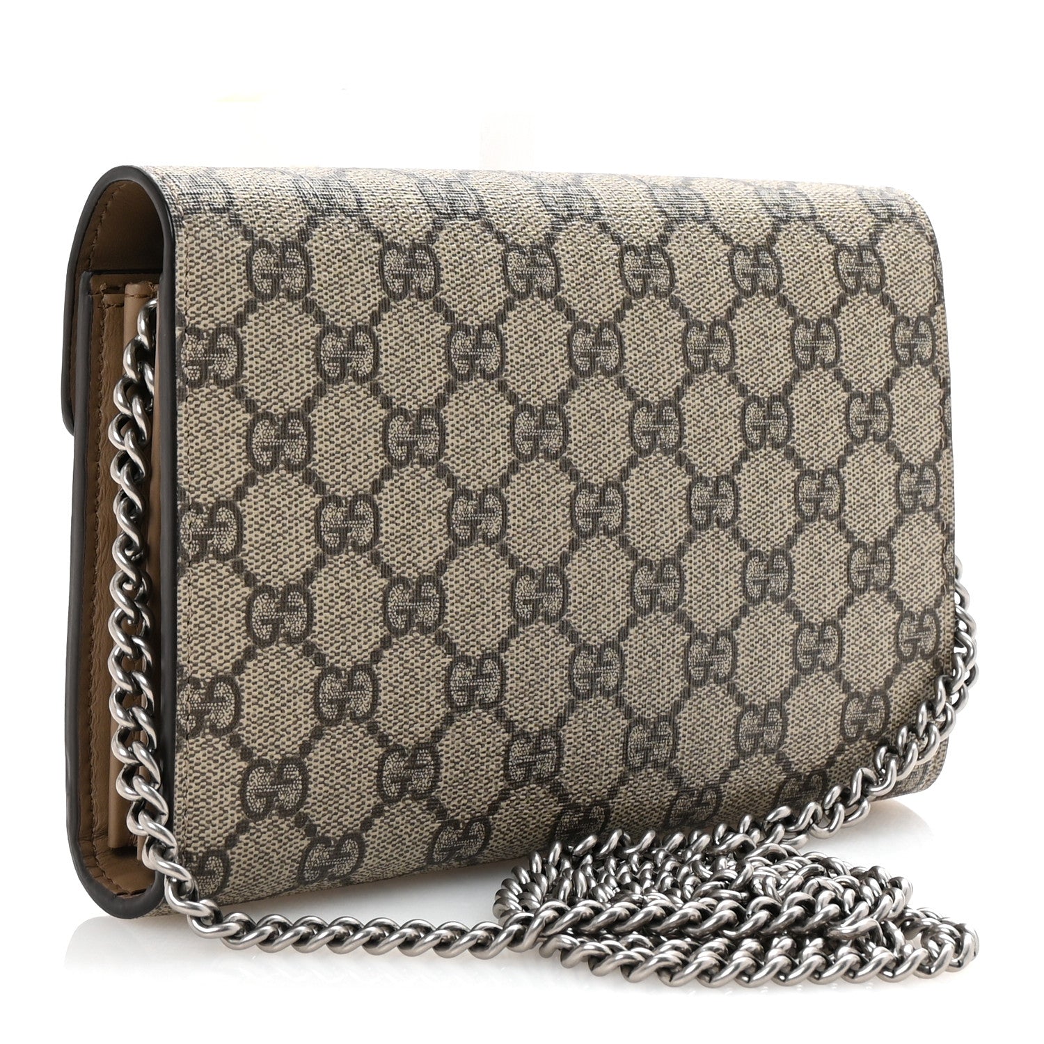 GG Supreme Monogram Mini Dionysus Chain Wallet Beige Taupe