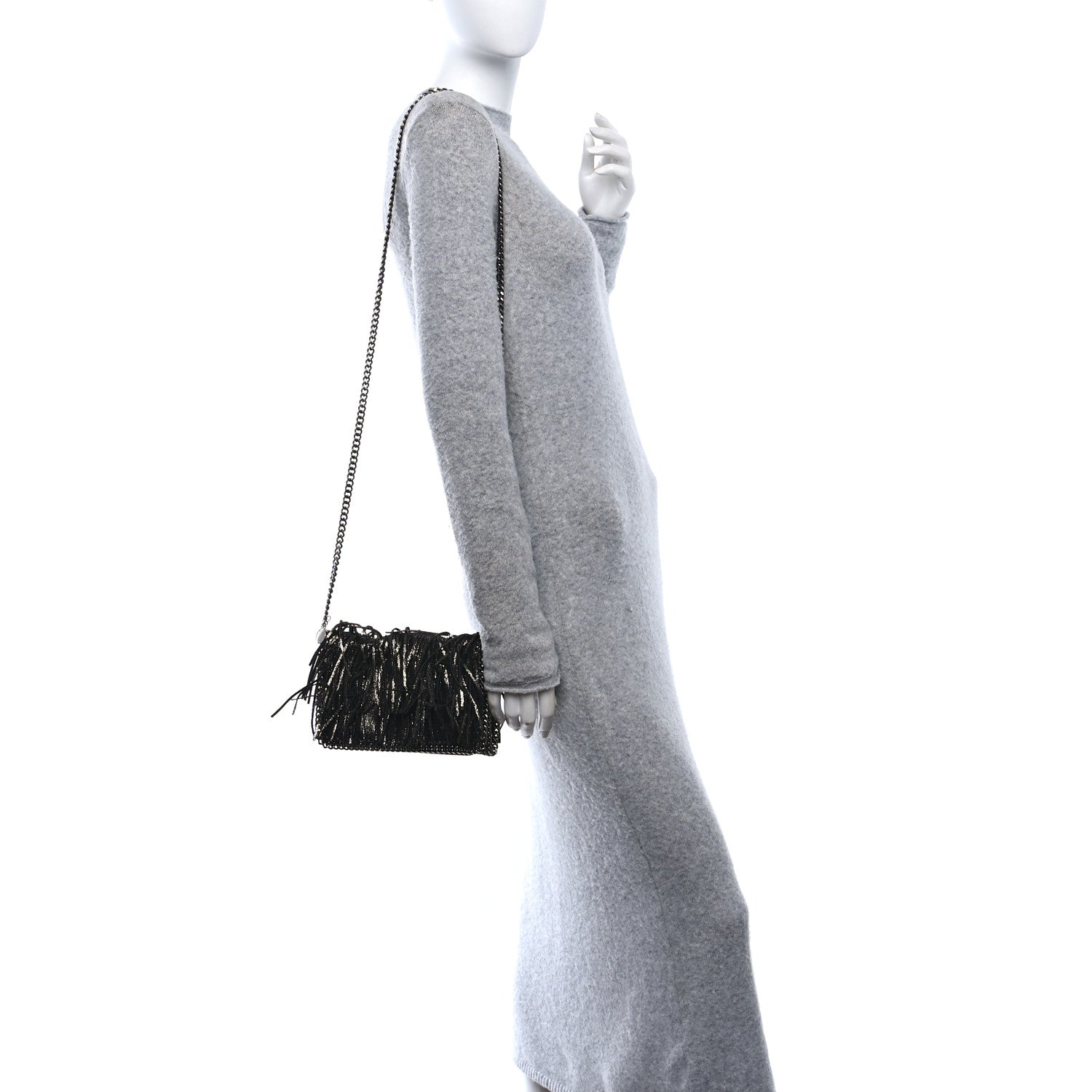 Shaggy Deer Fringe Flat Crossbody Black