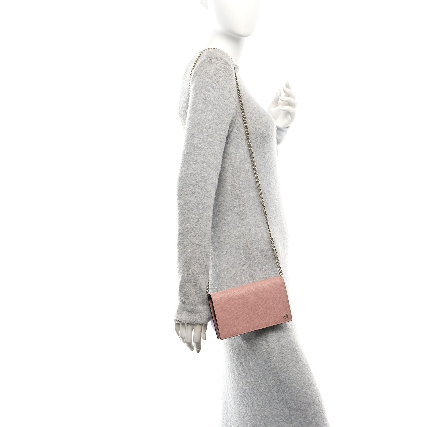 Dollar Calfskin Medium Betty Chain Wallet Soft Pink