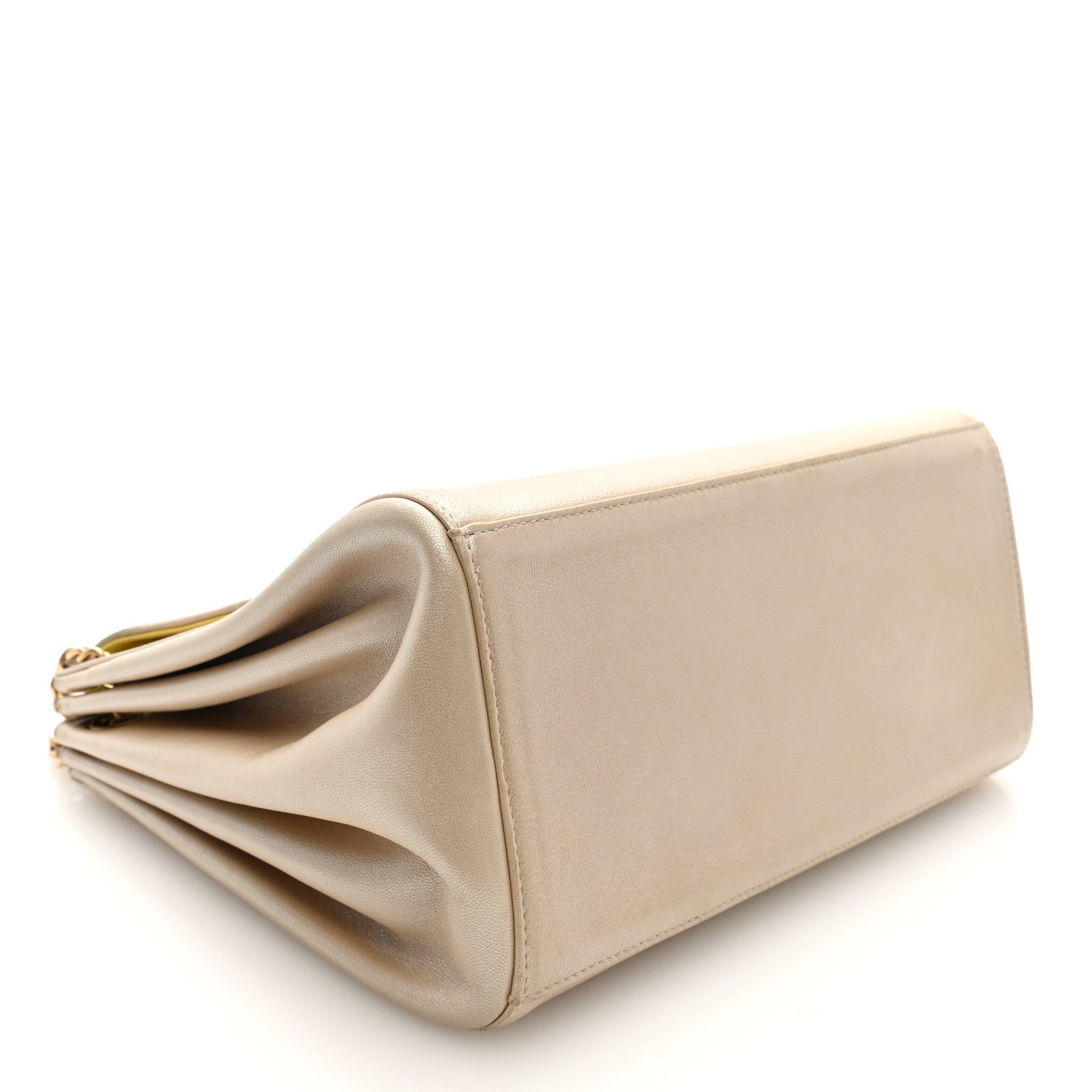 Metallic Lambskin Chocolate Bar Accordion Mademoiselle Flap Gold