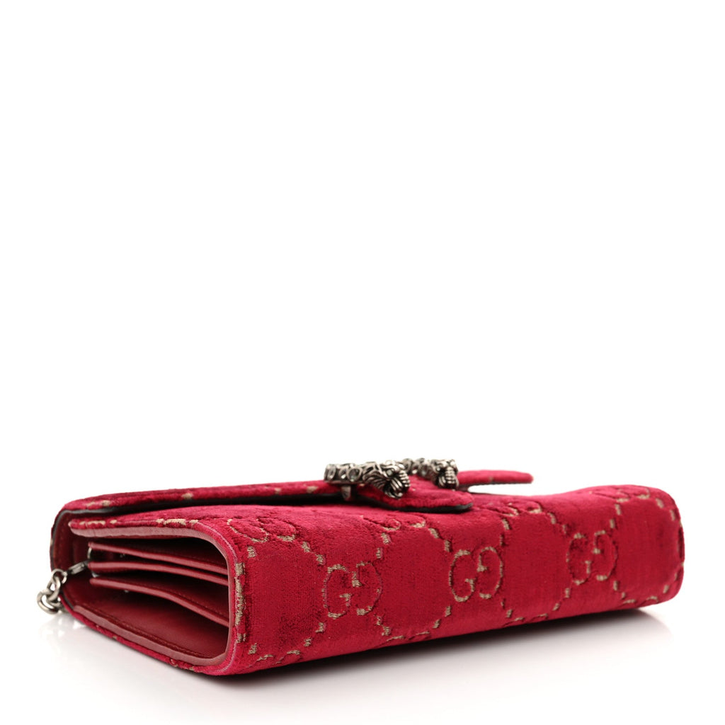 Velvet GG Monogram Mini Dionysus Chain Wallet Red Cipria