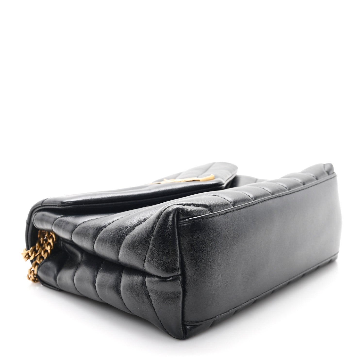 Calfskin Y Quilted Monogram Small Loulou Chain Satchel Black