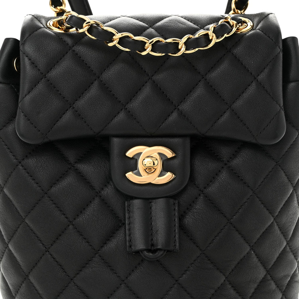 Calfskin Quilted Mini Urban Spirit Backpack Black