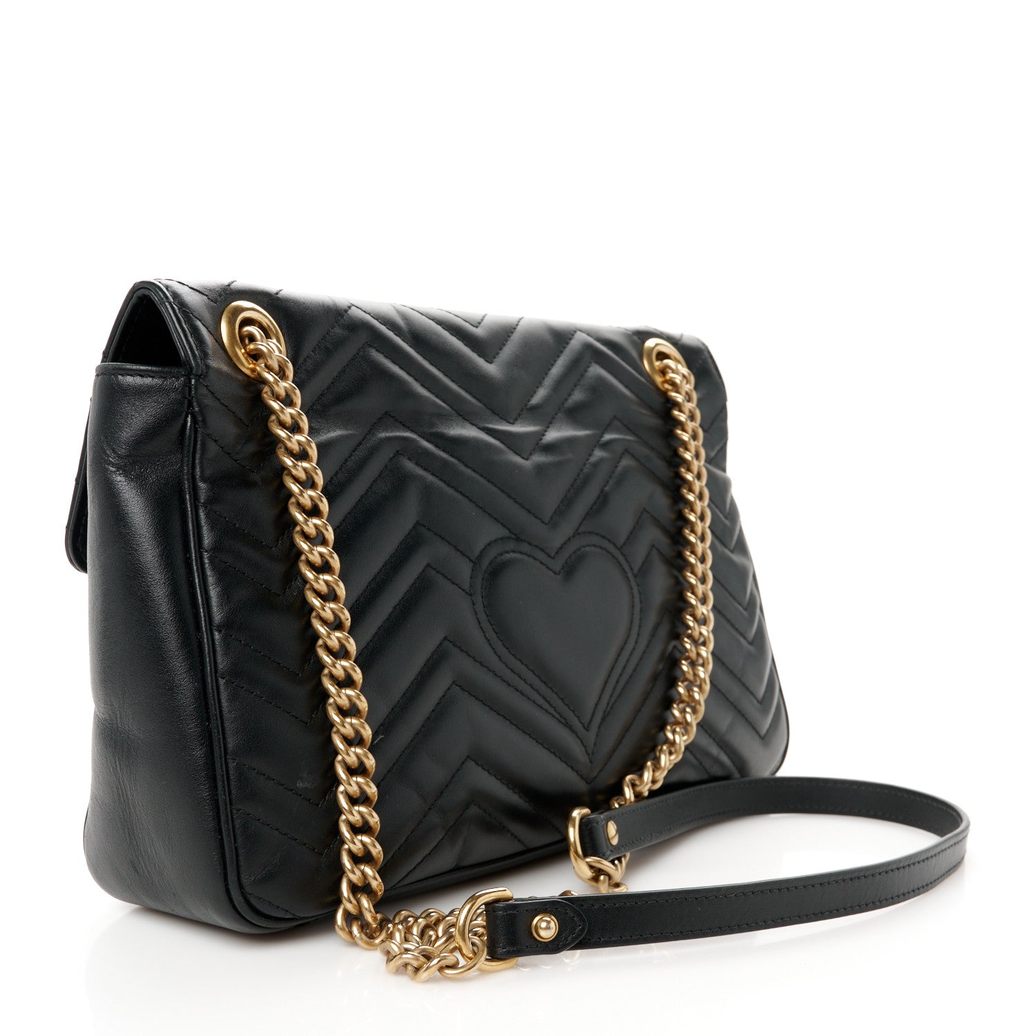 Calfskin Matelasse Medium GG Marmont Shoulder Bag Black