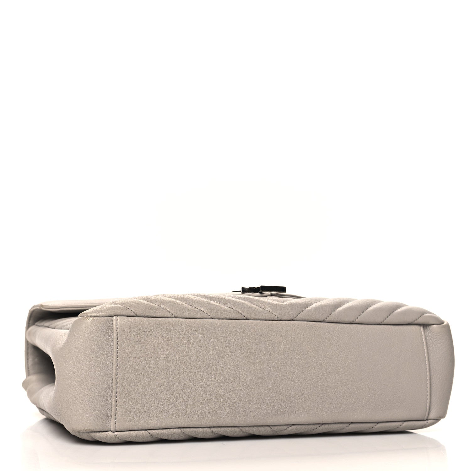 Sheepskin Matelasse Large Monogram College Satchel Light Grey