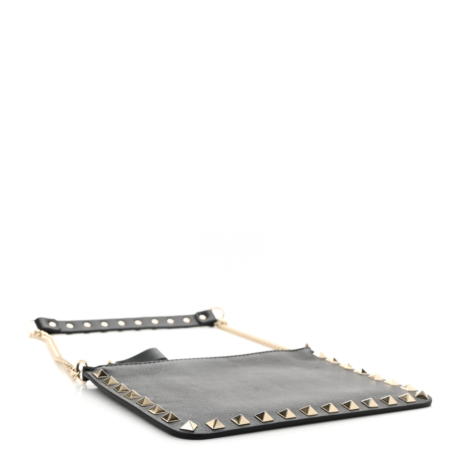 Vitello Rockstud Pouch On Chain Black