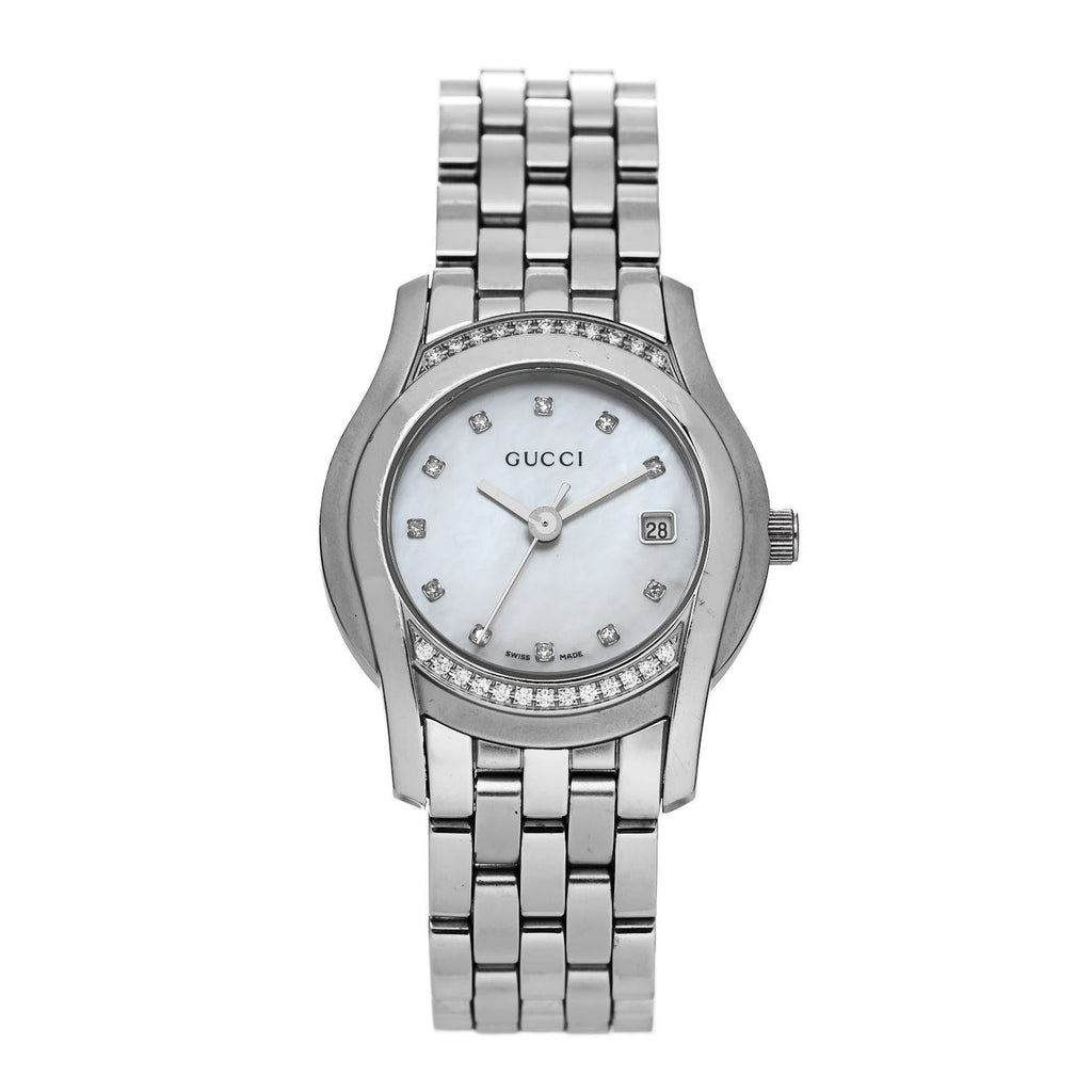 Stainless Steel Diamond Bezel Mother of Pearl 27mm 5500L Quartz Watch
