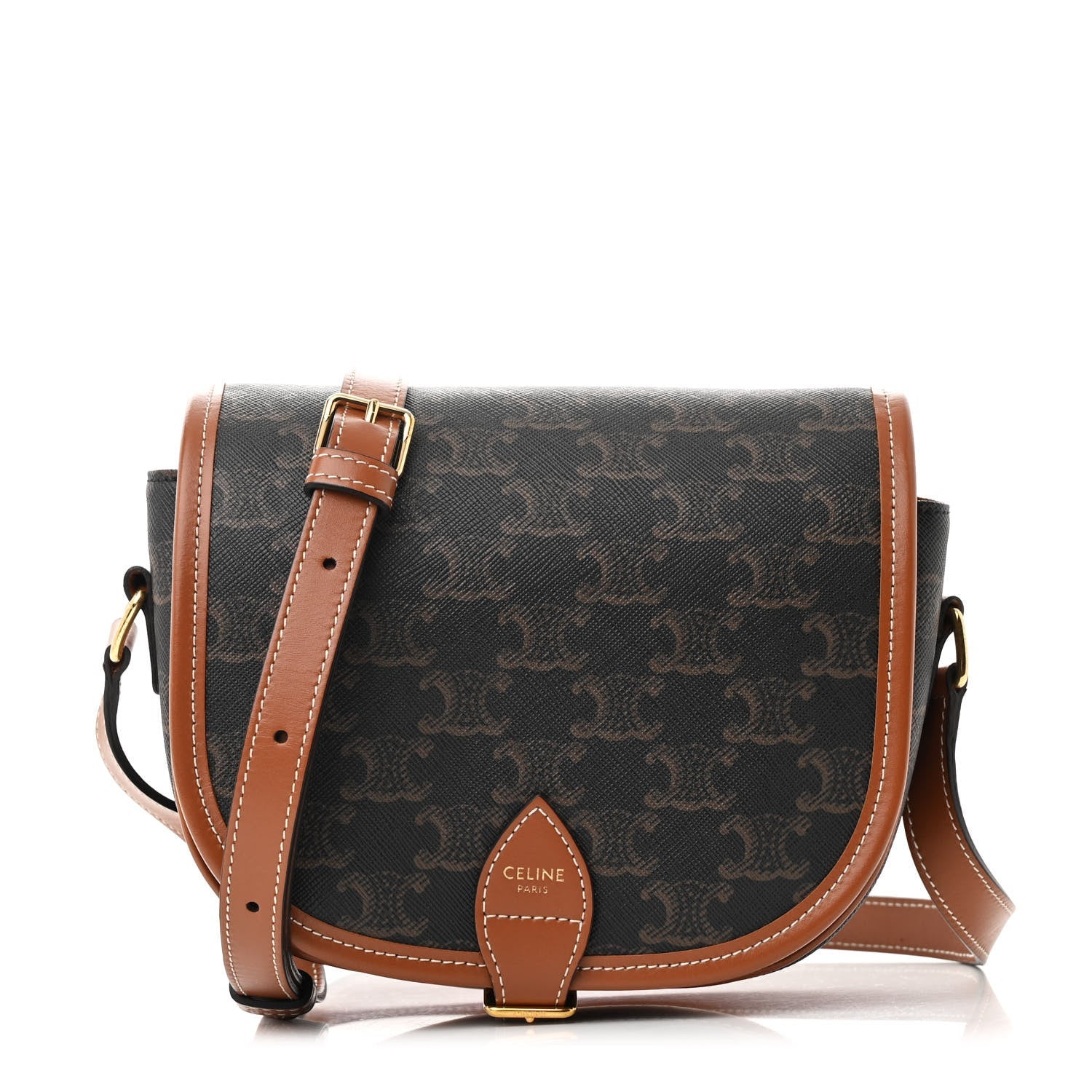 Triomphe Canvas Medium Folco Bag Tan