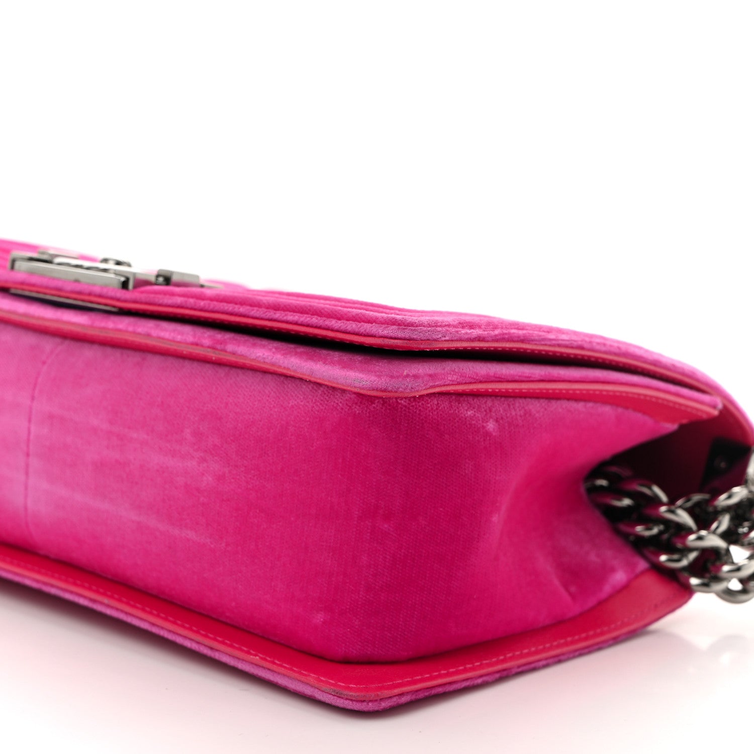 Velvet Quilted Medium Boy Flap Fuchsia
