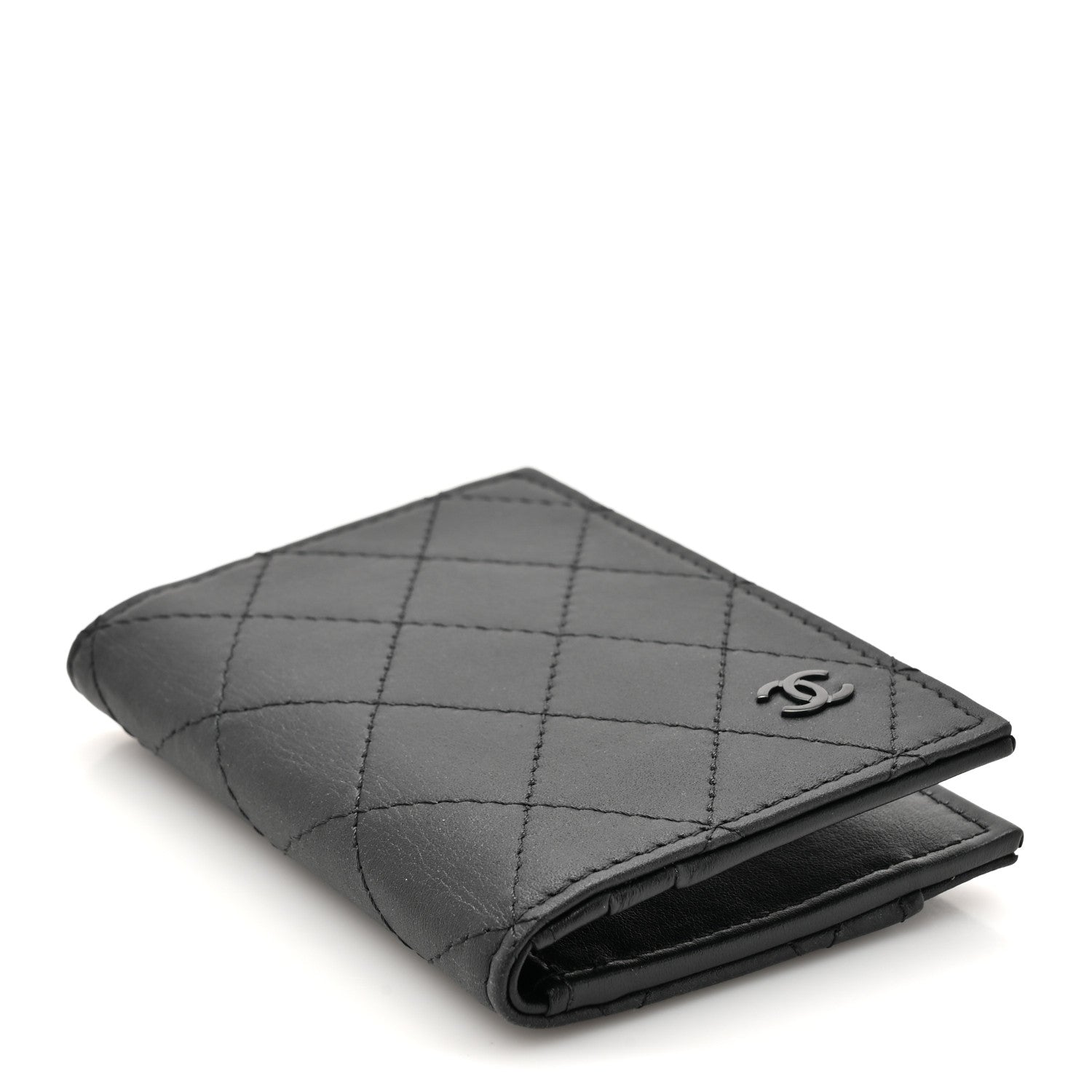 Grained Calfskin Quilted  Holder Wallet So Black