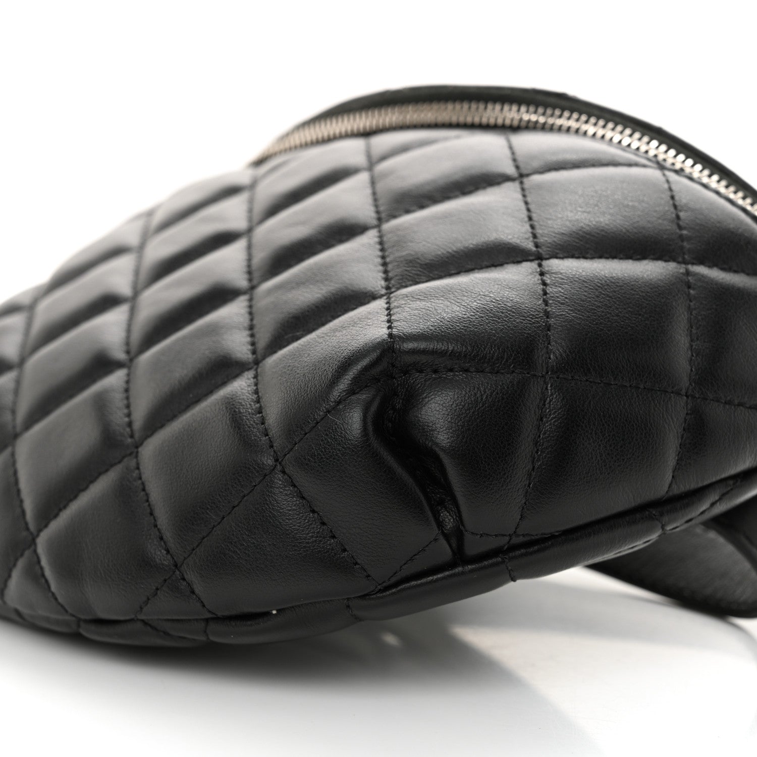Calfskin Quilted Waist Belt Bag Black