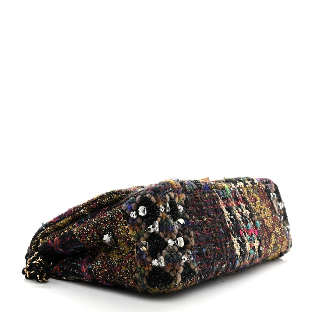 Tweed Crystal Embellished Paris Byzance Reissue 2.55 Classic 227 Flap Black Multicolor