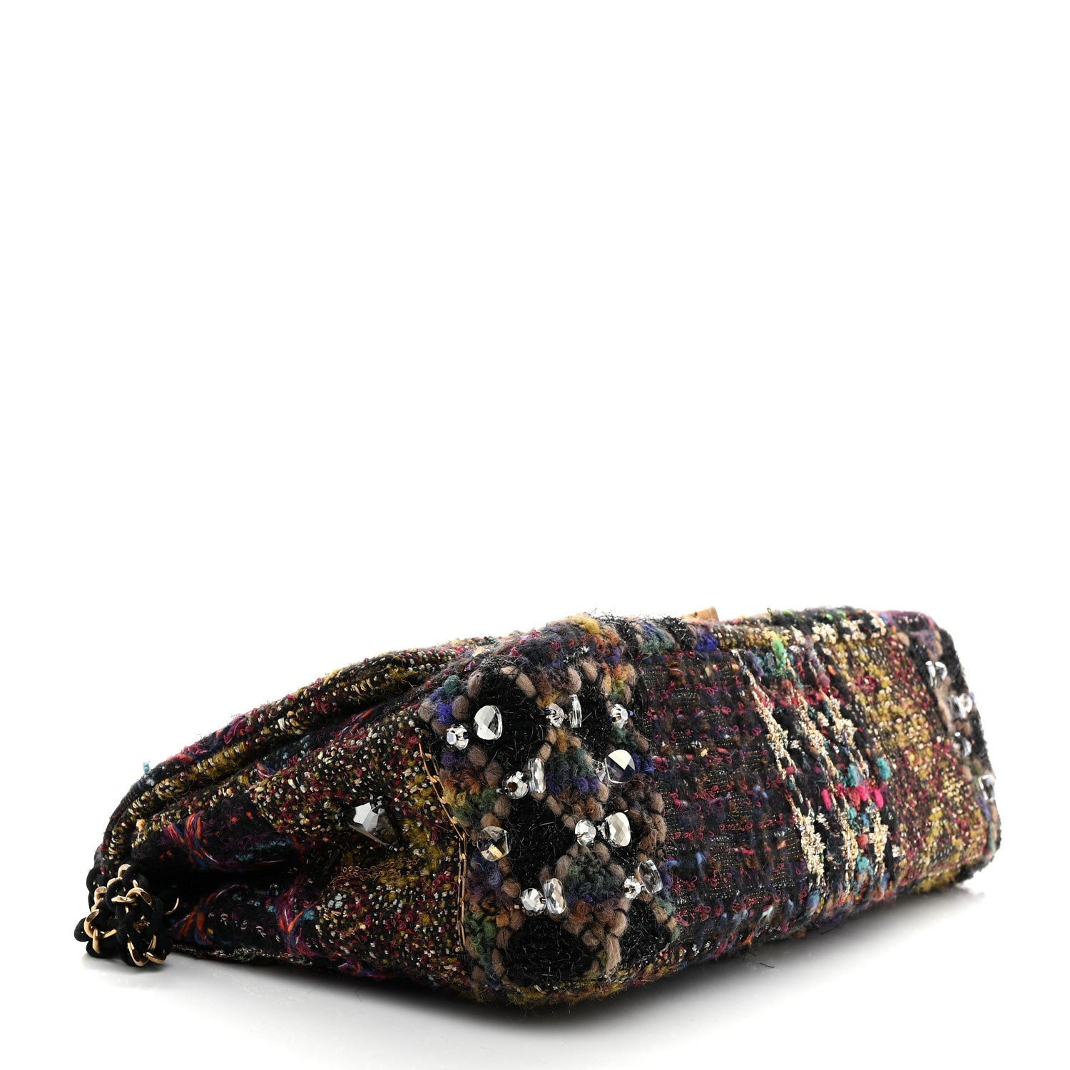 Tweed Crystal Embellished Paris Byzance Reissue 2.55 Classic 227 Flap Black Multicolor