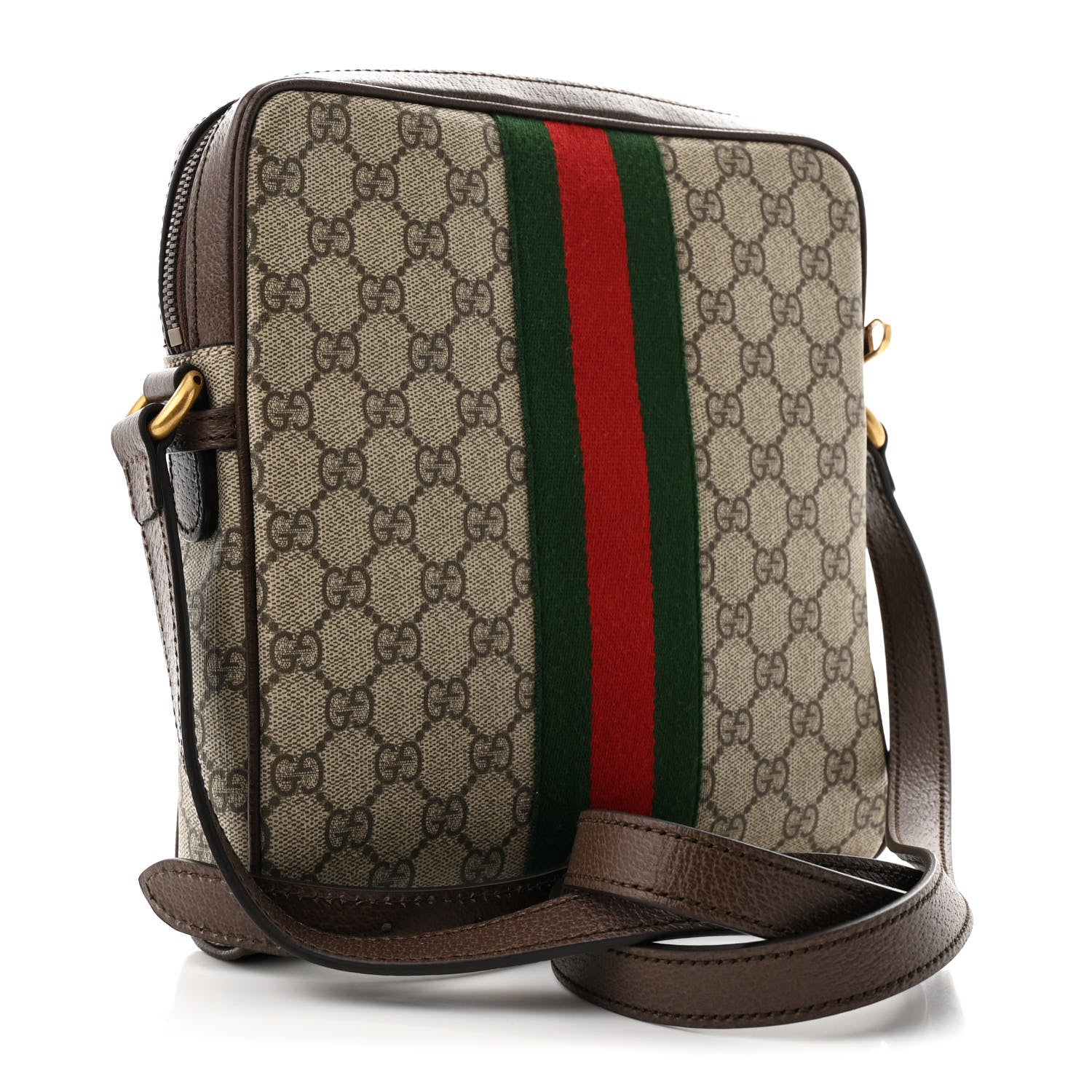 GG Supreme Monogram Web Small Ophidia Messenger Bag Brown