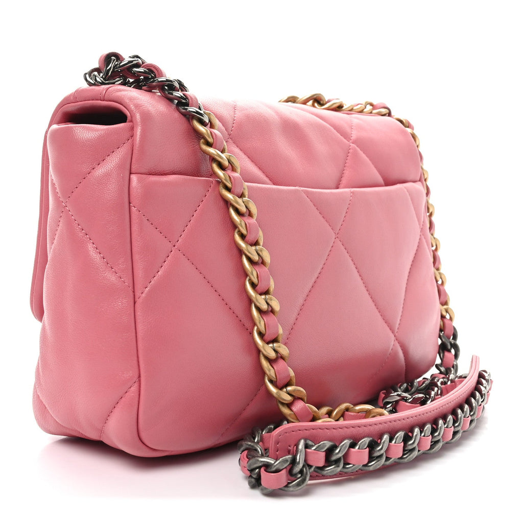 Lambskin Quilted Medium Chanel 19 Flap Pink
