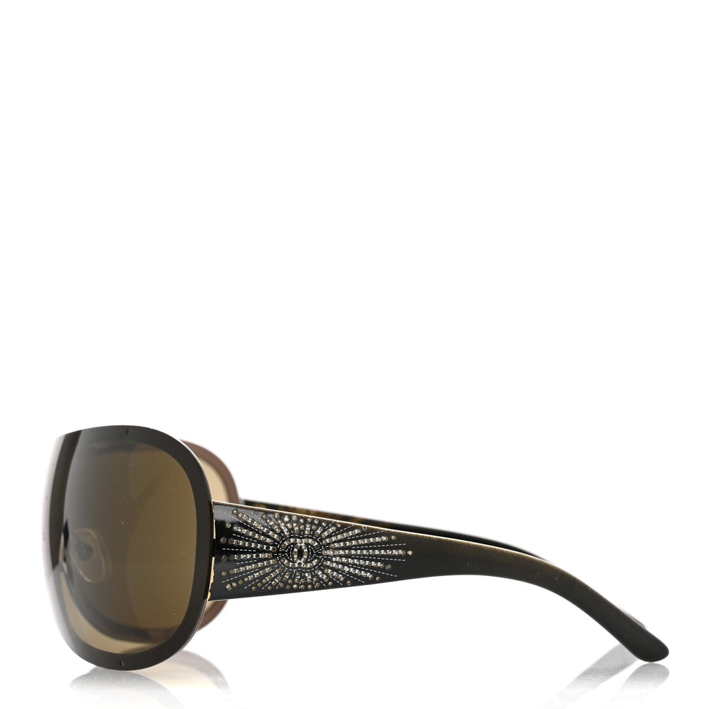 Shield Crystal CC Logo Sunglasses 4148-B Brown