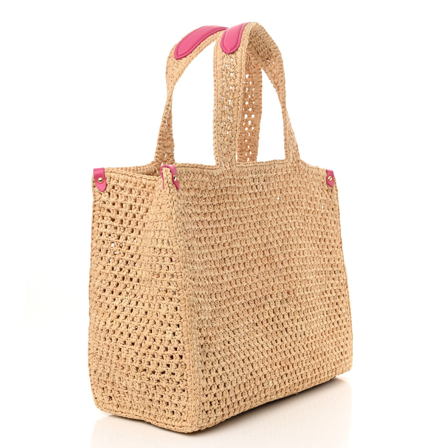 Raffia Calfskin Forte Del Marmi OnTheGo MM Natural Fuchsia