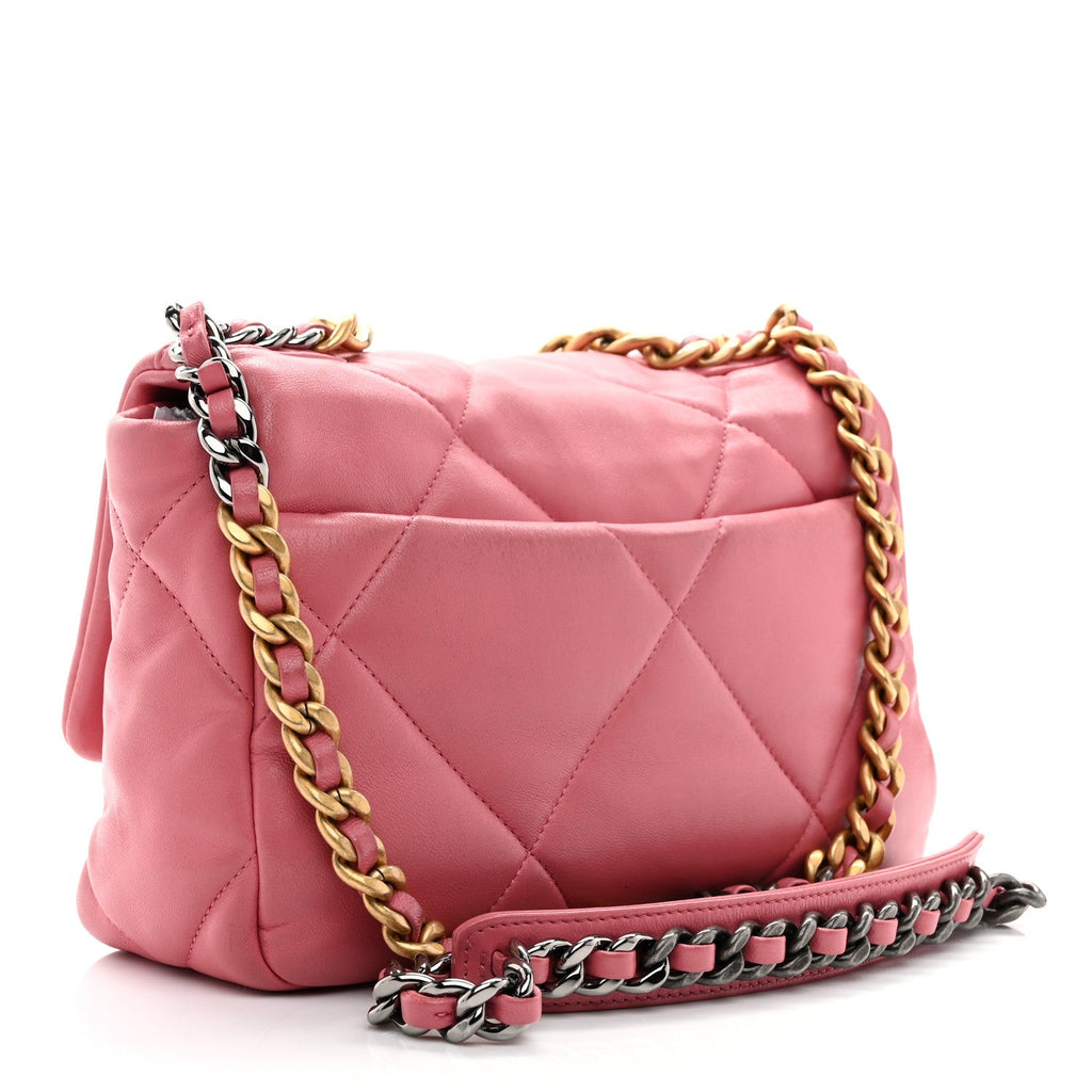 Lambskin Quilted Medium Chanel 19 Flap Pink