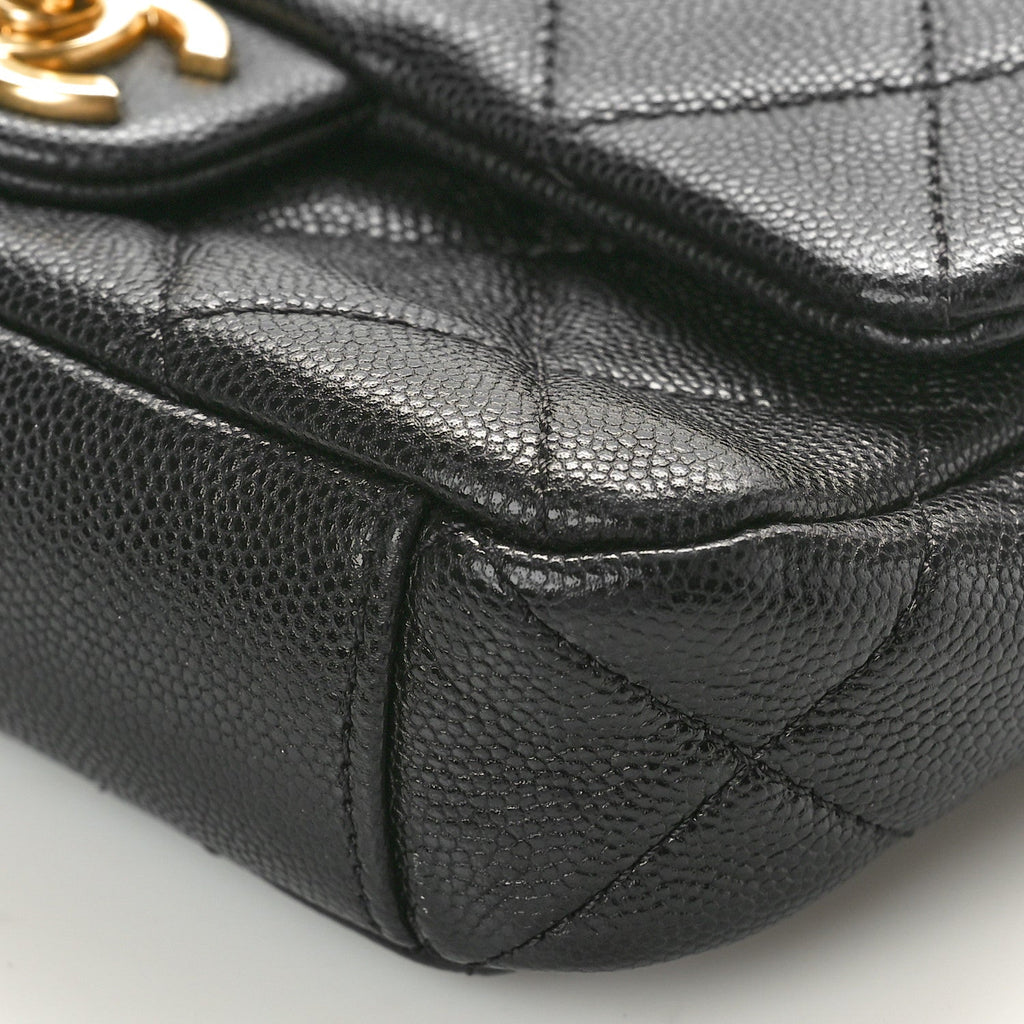 Caviar Quilted Small Chain Flap Black