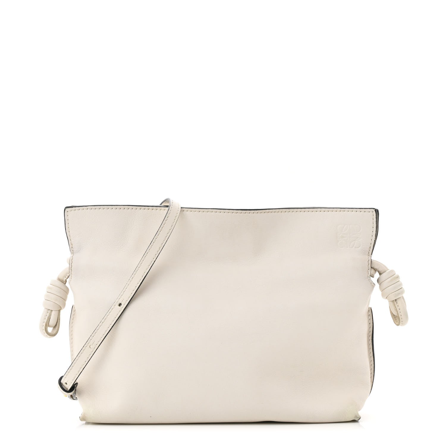 Calfskin Mini Flamenco Knot Clutch Angora