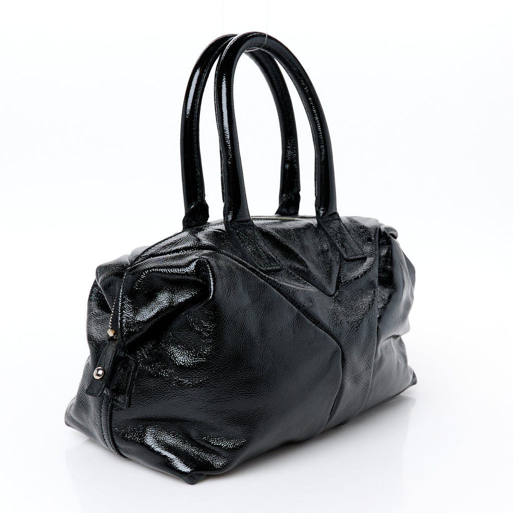 Textured Patent Small Easy Y Bag Black