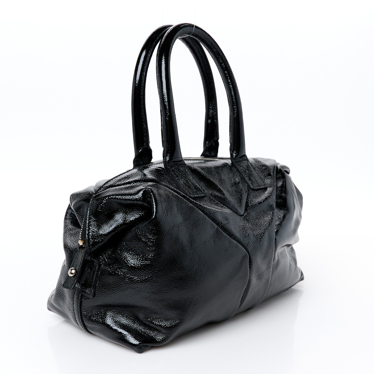 Textured Patent Small Easy Y Bag Black