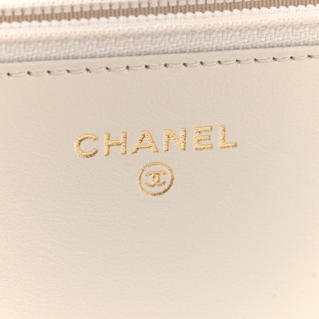 Caviar Quilted Vintage Mademoiselle Wallet On Chain WOC White
