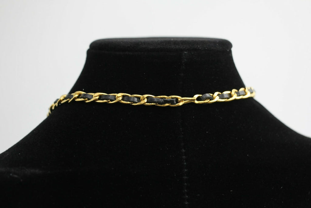 Chanel Vintage 96P Mrs Coco Gold-plated Leather Chain Necklace