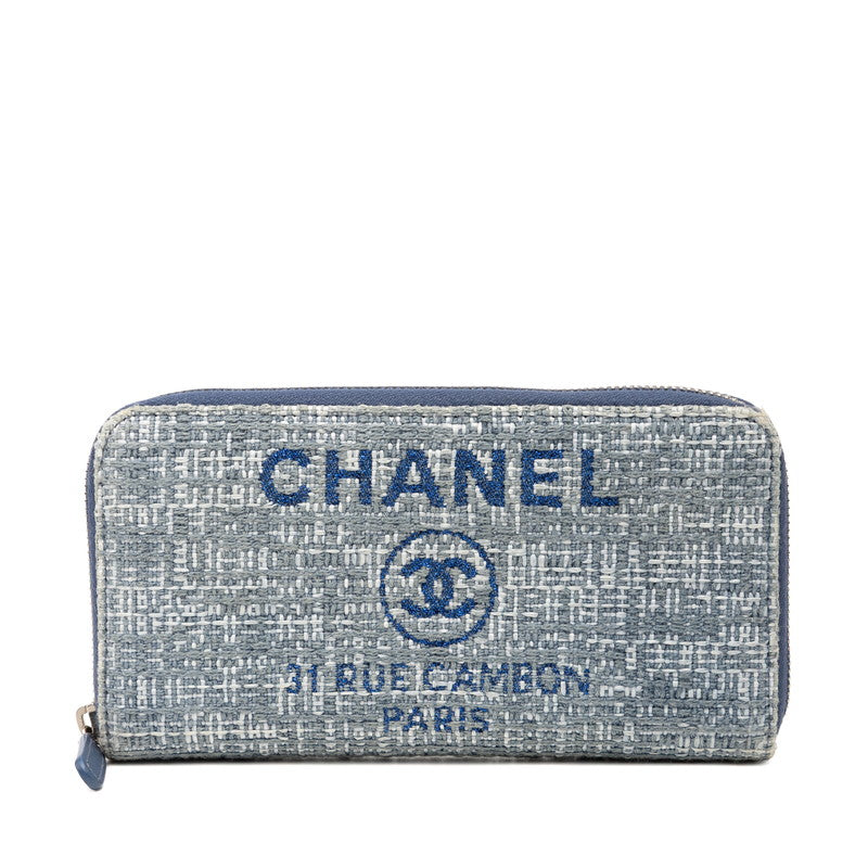 Chanel Deauville Tweed Leather Long Wallet