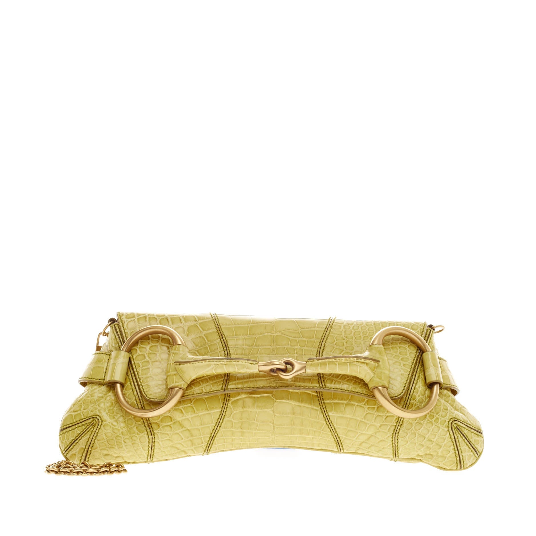 Horsebit Chain Strap Clutch Crocodile